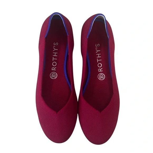 Rothy’s The Flat Bright Red Shoes Size 9 - Picture 1 of 6